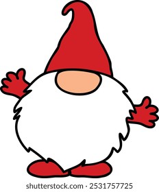 Funny Santa gnome. Christmas vector illustration.