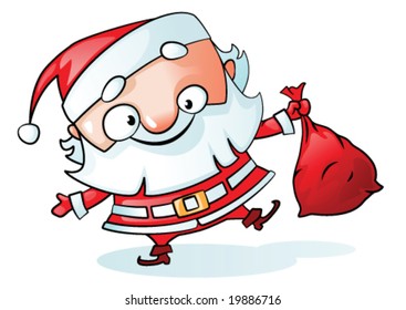 Funny Santa isolated on white, vector illustration