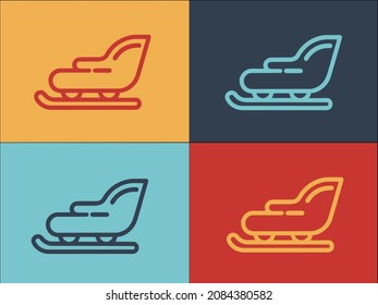 Funny Santa Sleigh Logo Template, Simple Flat Icon of sleigh,funny,christmas