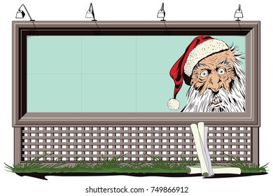 Funny Santa. Stock illustration. Poster for your brand.