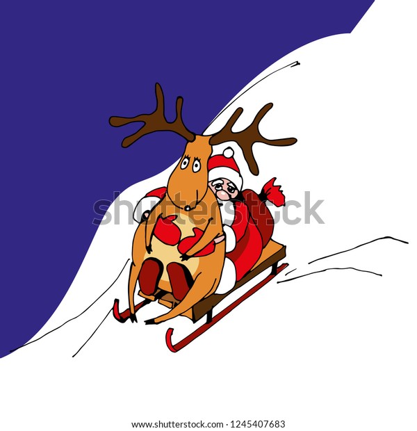 Funny Santa Vector Illustration Color Drawing Stock Image