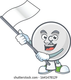Funny satellite dish cartoon character design with a flag
