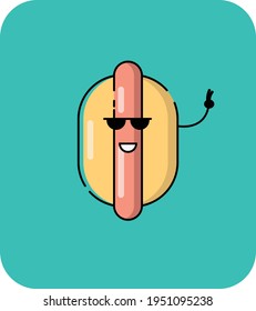 The funny sausage on the Blue background