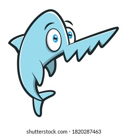 Funny Sawfish Cartoon Character, best for angler club logo or illustration book for children education, vector