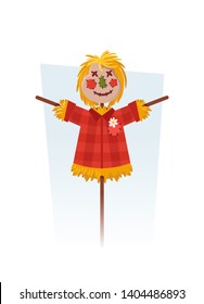 Funny Scarecrow. Cartoon Style. Vector Illustration