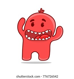 funny scared cartoon monster . character design, vector illustration
