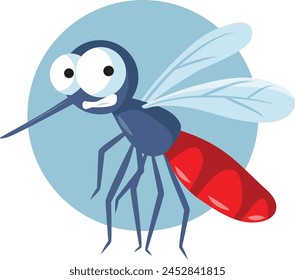 
Funny Scared Mosquito Vector Cartoon Character Illustration
Stressed insect being threatened with anti-parasite methods 
