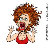 funny scared woman. Comic book cartoon pop art illustration retro drawing