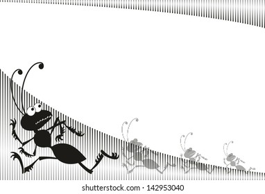 Funny and scaring ant is running out vector illustration