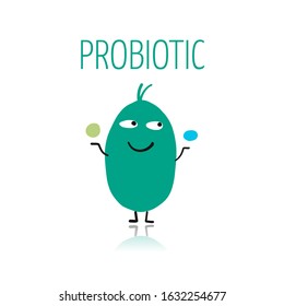 Funny and scary bacteria characters isolated on white. Vector icons of gut and intestinal flora, germs, virus. Illustration