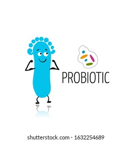 Funny and scary bacteria characters isolated on white. Vector icons of gut and intestinal flora, germs, virus. Illustration