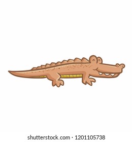 Funny and scary brown crocodile smiling - vector