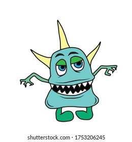 funny scary cartoon monster . Halloween's. Colorful silhouette. Children's flat vector design on a white isolated background.
