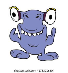 funny scary cartoon monster . Halloween's. Colorful silhouette. Children's flat vector design on a white isolated background.