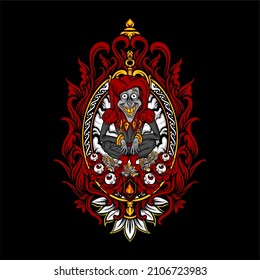 funny scary clown illustration with awesome background
