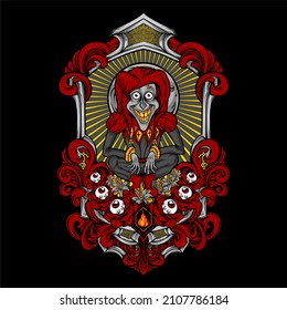 funny scary clown illustration with awesome background