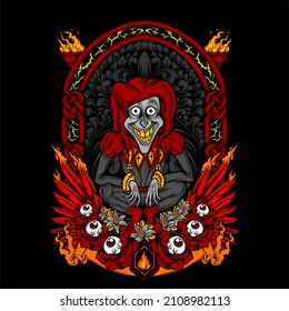 funny scary clown illustration with awesome background