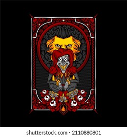 funny scary clown illustration with awesome background