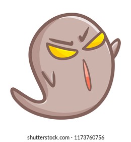 Funny and scary grey brown ghost flying - vector