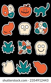 Funny scary halloween doodle vertical pattern. Perfect for tee, poster, banner and card. Hand drawn vector illustration for decor and design.
