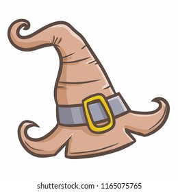 Funny and scary light brown witch hat for halloween - vector