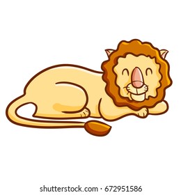 Funny and scary lion sitting - vector.