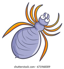 Funny and scary purple spider - vector. 