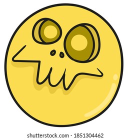 funny but scary skull images. doodle icon draw. cartoon doodle sticker draw
