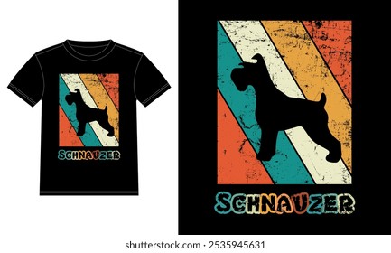 Funny Schnauzer Retro Vintage Sunset T-shirt Design template, Schnauzer Board, Car Window Sticker, POD, cover, Isolated white background, Silhouette Gift for Schnauzer Lover