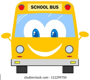 Funny School Bus Cartoon Character