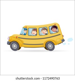 Funny School Bus Kids Riding On Stock Vector (Royalty Free) 1172490763 ...