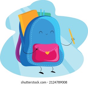 Funny school knapsack with stationery