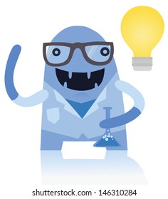 Funny Scientist Monster Making Discovery