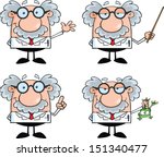 Funny Scientist Or Professor Cartoon Characters. Set Vector Collection 4