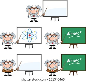 Funny Scientist Or Professor Cartoon Characters. Set Vector Collection 2