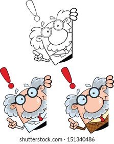 Funny Scientist Or Professor Cartoon Characters. Set Vector Collection 8