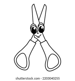 Funny scissors cartoon vector illustration.