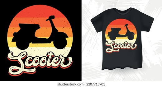 Funny Scooter Motorbike Retro Sunset Vintage Scooter T-Shirt Design
