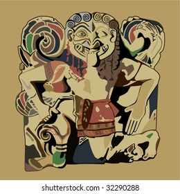 funny sculpture of olympian on a beige background