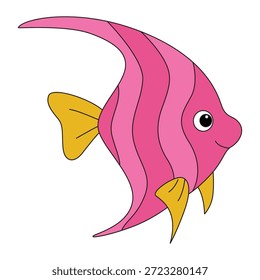 Divertida Ilustración vectorial de pez ángel de mar