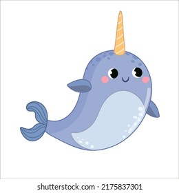 funny sea animal isolated on transparent background. vector illustration