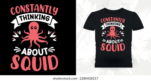 Funny Sea Animal Lover Retro Vintage Octopus T-shirt Design