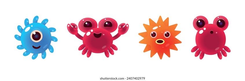 Funny Sea Animals and Underwater Creature Vector Set