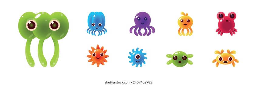 Funny Sea Animals and Underwater Creature Vector Set