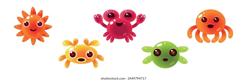 Funny Sea Animals and Underwater Creature Vector Set