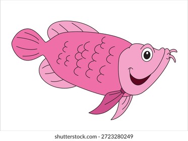 Funny sea arowana fish vector illustration