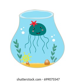 Funny sea jelly (jellyfish) in a vase