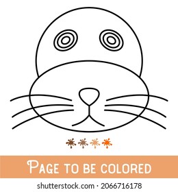 Funny Sea Lion Face to be colored, the coloring book for preschool kids with easy educational gaming level, medium.