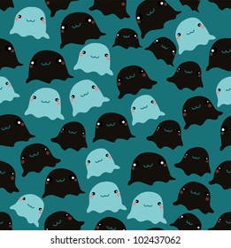 Funny sea seamless pattern vector illustration with octopus