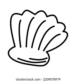 Funny sea shell in hand drawn doodle syule. Cute underwater animal. Vector illustration.